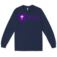 Navy nyu new york university purple Long Sleeve Tee - artisFamous