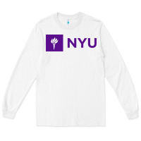 White nyu new york university purple Long Sleeve Tee - artisFamous