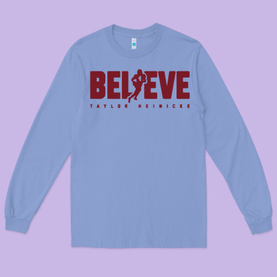 Taylor Heinicke Believe Long Sleeve Tee Designed By Artisfamous