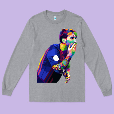 Lionel Messi Long Sleeve Tee Designed By Artisfamous