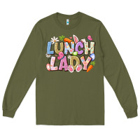 Army Green lunch lady easter Long Sleeve Tee - CowhideDigitalArt