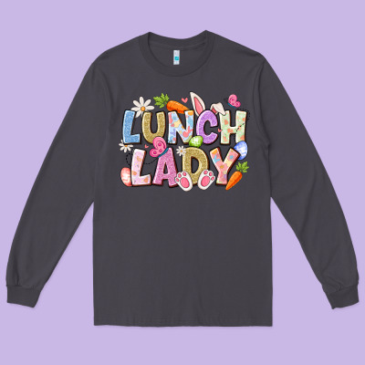 Lunch Lady Easter Long Sleeve Tee Designed By Cowhidedigitalart