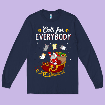 Cats For Everybody Cat Christmas Ugly Christmas Sweatshirt Long Sleeve Tee Designed By Artisfamous
