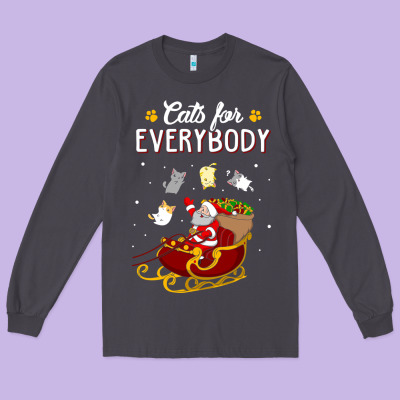 Cats For Everybody Cat Christmas Ugly Christmas Sweatshirt Long Sleeve Tee Designed By Artisfamous