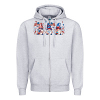 Heather Grey 4th of july gnomes libbey glass Zipper Hoodie - RanaPortraitStore