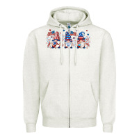Oatmeal Heather 4th of july gnomes libbey glass Zipper Hoodie - RanaPortraitStore