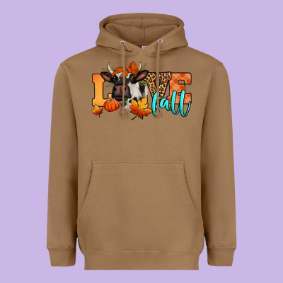 Love Fall Holstein Cow Heavyweight Hoodie Designed By Jasminsmagicworld