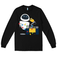 Black wall e eve christmas light wrap graphic t shirt Long Sleeve Tee - artisFamous