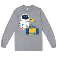 Heather Grey wall e eve christmas light wrap graphic t shirt Long Sleeve Tee - artisFamous