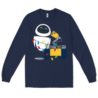Navy wall e eve christmas light wrap graphic t shirt Long Sleeve Tee - artisFamous