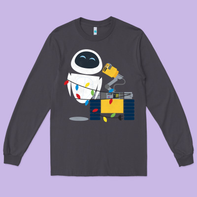 Wall E Eve Christmas Light Wrap Graphic T Shirt Long Sleeve Tee Designed By Artisfamous