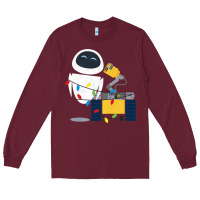 Burgundy wall e eve christmas light wrap graphic t shirt Long Sleeve Tee - artisFamous