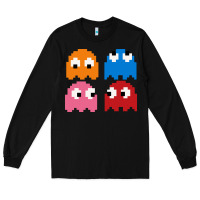 Black pacman ghosts cool retro 80s Long Sleeve Tee - artisFamous