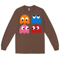 Chestnut pacman ghosts cool retro 80s Long Sleeve Tee - artisFamous
