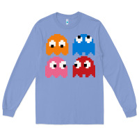 Colony Blue pacman ghosts cool retro 80s Long Sleeve Tee - artisFamous