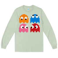Matcha pacman ghosts cool retro 80s Long Sleeve Tee - artisFamous