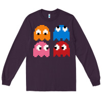 Plum pacman ghosts cool retro 80s Long Sleeve Tee - artisFamous