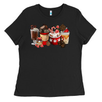 Black Chocolate Love Coffee Cups Ladies Tee - FaDigitalArtStudio