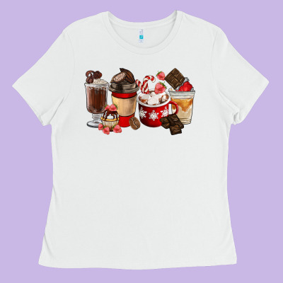 Chocolate Love Coffee Cups Ladies Tee Designed By Fadigitalartstudio