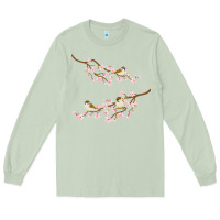 Matcha cherry blossom sakura with bird Long Sleeve Tee - artisFamous