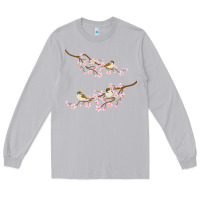 Moon Dust cherry blossom sakura with bird Long Sleeve Tee - artisFamous