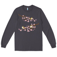 Smoke cherry blossom sakura with bird Long Sleeve Tee - artisFamous