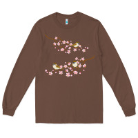 Chestnut cherry blossom sakura with bird Long Sleeve Tee - artisFamous
