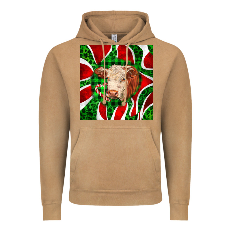 Christmas Hereford Cow Face Vintage Hoodie by LillyAllenDesigns | Teevron