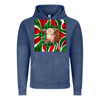 Vintage Denim christmas hereford cow face Vintage Hoodie - LillyAllenDesigns