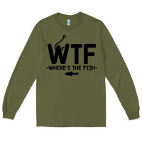 Army Green where's the fish Long Sleeve Tee - artisFamous