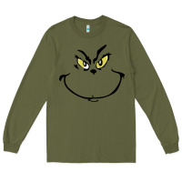 Army Green Grinch Face Long Sleeve Tee - artisFamous