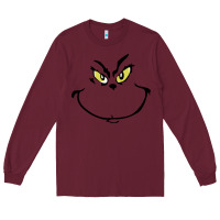 Burgundy Grinch Face Long Sleeve Tee - artisFamous