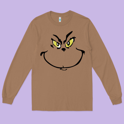 Grinch Face Long Sleeve Tee Designed By Artisfamous