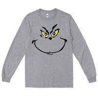Heather Grey Grinch Face Long Sleeve Tee - artisFamous