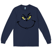 Navy Grinch Face Long Sleeve Tee - artisFamous