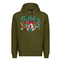 Army Green english bulldog mom Premium Hoodie - Artiststas