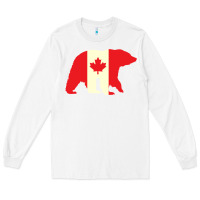 White Canadian Bear Long Sleeve Tee - artisFamous