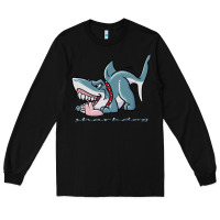 Black Sharkdog Sticker Long Sleeve Tee - artisFamous
