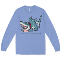 Colony Blue Sharkdog Sticker Long Sleeve Tee - artisFamous