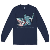Navy Sharkdog Sticker Long Sleeve Tee - artisFamous