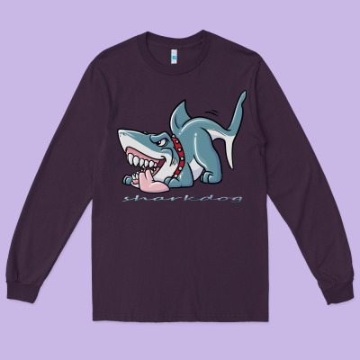 Sharkdog Sticker Long Sleeve Tee Designed By Artisfamous