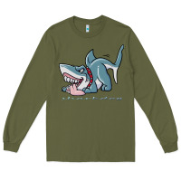 Army Green Sharkdog Sticker Long Sleeve Tee - artisFamous