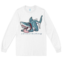 White Sharkdog Sticker Long Sleeve Tee - artisFamous