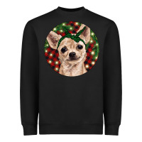 Black Christmas Chihuahua With Buffalo Plaid Heavyweight Sweatshirt - RanaPortraitStore