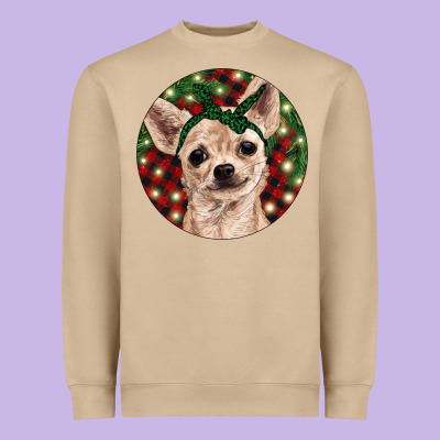 Christmas Chihuahua With Buffalo Plaid Heavyweight Sweatshirt Designed By Ranaportraitstore
