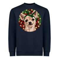 Navy Christmas Chihuahua With Buffalo Plaid Heavyweight Sweatshirt - RanaPortraitStore
