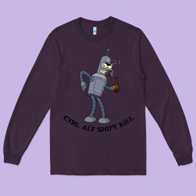 Futurama Ctrl Alt Shift Kill Bender Long Sleeve Tee Designed By Artisfamous