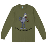 Army Green Futurama Ctrl Alt Shift Kill Bender Long Sleeve Tee - artisFamous