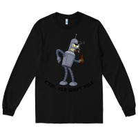 Black Futurama Ctrl Alt Shift Kill Bender Long Sleeve Tee - artisFamous