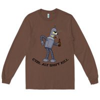 Chestnut Futurama Ctrl Alt Shift Kill Bender Long Sleeve Tee - artisFamous